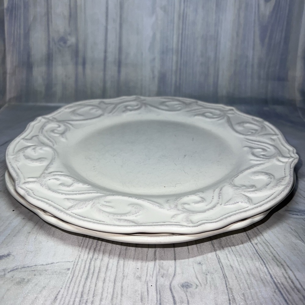 JC Penney CHRIS MADDEN CORVELLA IVORY Dinner Plates Set of 2 11"